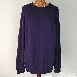 Alicia Adams Alpaca szXL Crewneck Baby Alpaca Pullover Navy Blue  BinO